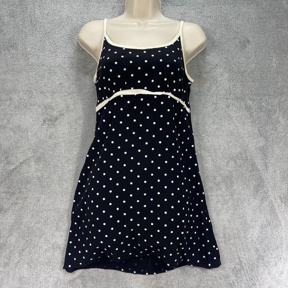 Vintage‎ Byer Too A Line Dress Womens 7 Black Polka Dot Spaghetti Strap Back Zip